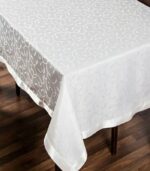 Stolnjak sa satenskom trakom 160x220 beli